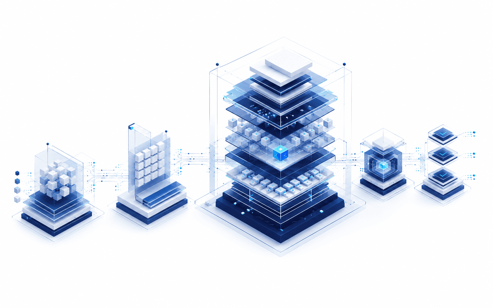 Platform-aligned enterprise intelligence architecture connecting governed systems to a controlled intelligence core.